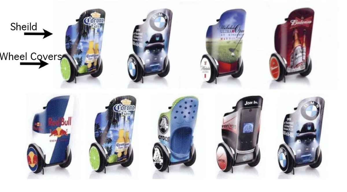 Segways with advertising shields