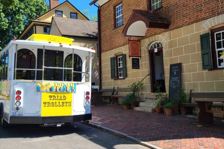 a bus that is parked on the side of a road