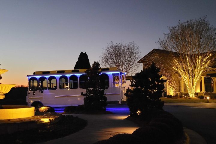 a train that is lit up at night