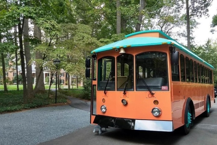 a bus that is parked on the side of a road