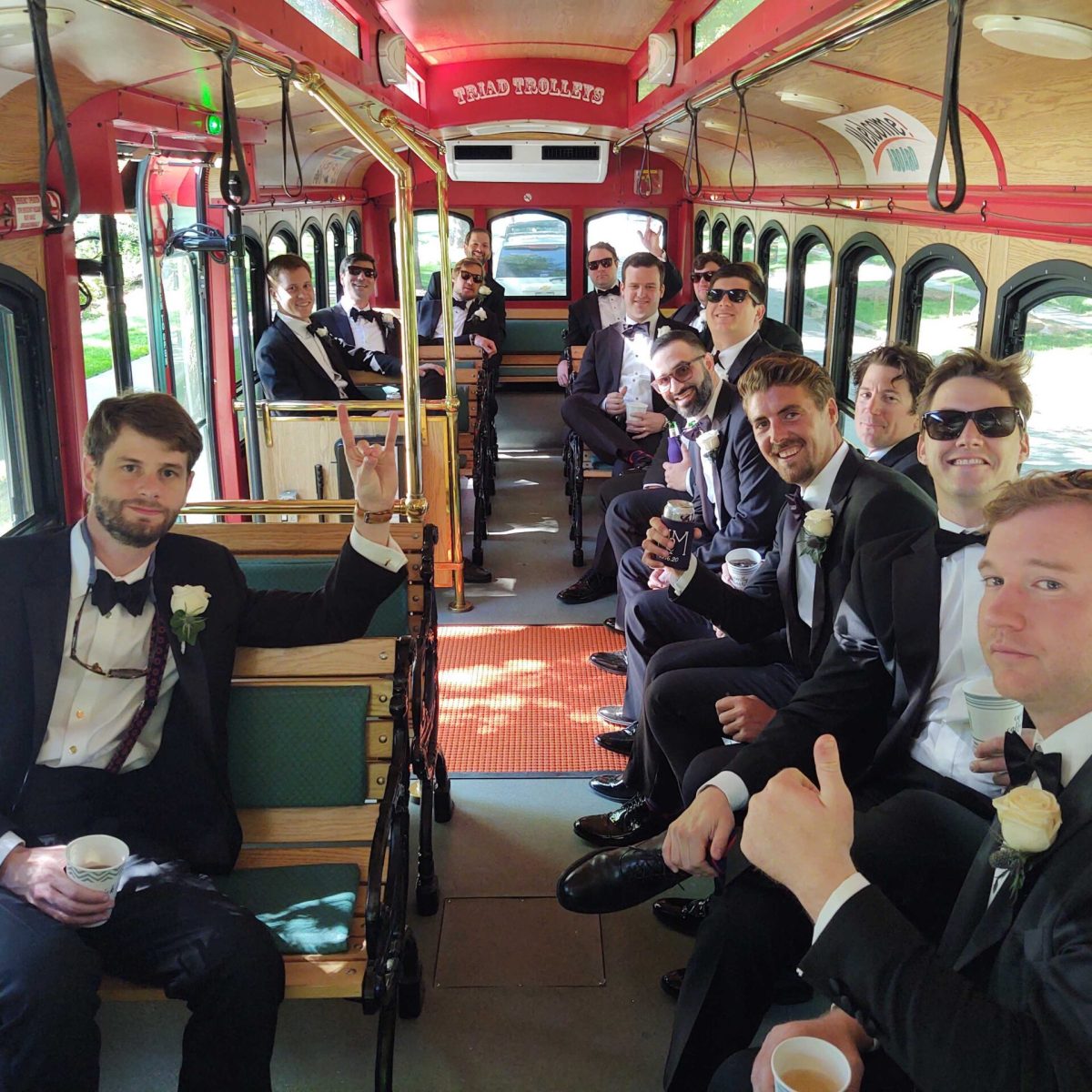 Eric Webb et al. sitting on a bus